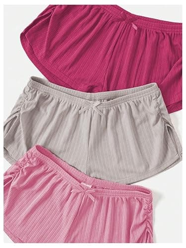 SHENHE Women's 3 Pack Soft Pajama Shorts Elastic Waist Solid Lounge Shorts Sleepwear thumbnail 3