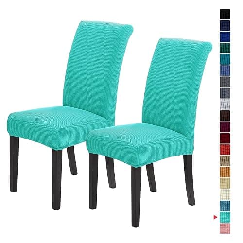 Howhic Stretch Chair Covers for Dining Room Set of 2, Removable Washable Dining Room Chair Covers, Dining Chair Slipcovers Seat Protector, Great for Home and Banquet Decoration (Turquoise, 2 Pack) - Image 1