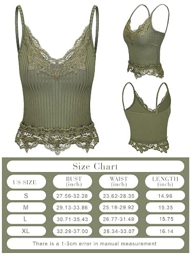 Bencailor 3 Pcs Women's Lace Tank Tops Y2k Camisole Lace Patchwork Crop Tops Grunge Style Ribbed Knitted Clothing thumbnail 5