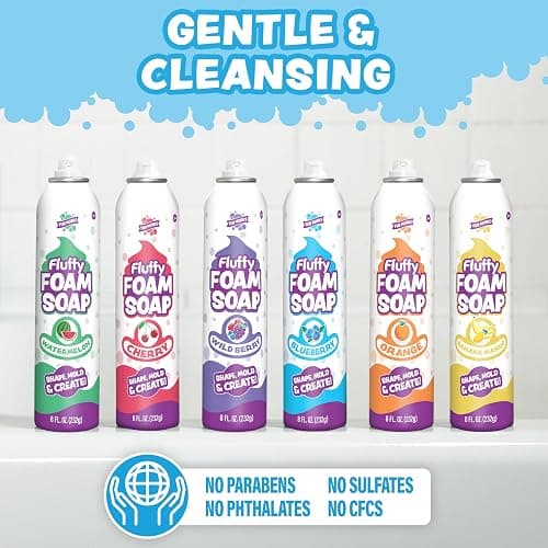 Tub Works® Fluffy Foam Soap, Variety 6 Pack | Shape, Mold & Create Bath Art with Soft Bath Foam for Kids | Gentle, Cleansing Kids Bath Soap | Easy-to-Use Spray Nozzles | Fruity, Fun Bath Colors thumbnail 4