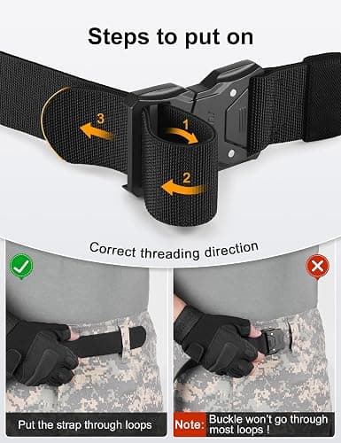 JUKMO Quick Release Tactical Belt, Military Work 1.5" Nylon Web Hiking Belt with Heavy Duty Seatbelt Buckle thumbnail 8