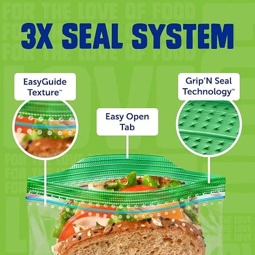 Ziploc Storage Bags Variety Pack, 190ct Total, 42ct Storage Gallon and 48ct Storage Quart, 50ct Sandwich and 50ct Snack thumbnail 4