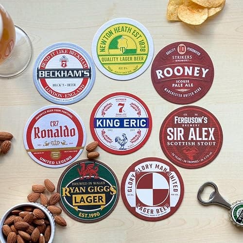 Man United Football Beer Mat Coasters - Perfect for a Gift or Present for Any Manchester United Fan (8-Pack) thumbnail 2