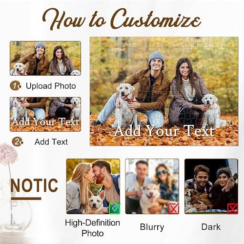 Custom Puzzles from Photos, 300/500/1000 Piece Puzzle for Adults, Personalized Jigsaw Puzzles with Photo Text, Photo Puzzles Personalized Gifts for Family Pet Birthday Christmas Halloween thumbnail 3
