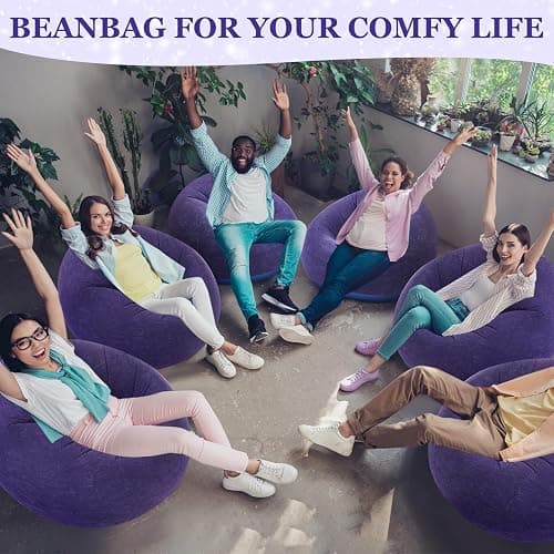 Realspring Inflatable Bean Bag Chairs Outdoor Blow up Camping Chairs Inflatable Lazy Sofa Folding Portable Bean Bag Loungers Couch for Movie Night(Blue,6 Pcs) thumbnail 7