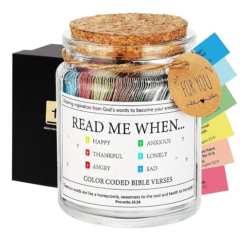Bible Verse Jar,Scripture Prayer Cards Holy Read Me When Bible Verses Jar,Confirmation Baptisms Christian Gifts for Women Men Teen Girls Boy,Birthday Christmas Gifts for Women Men Teens Mom Friends - Image 1