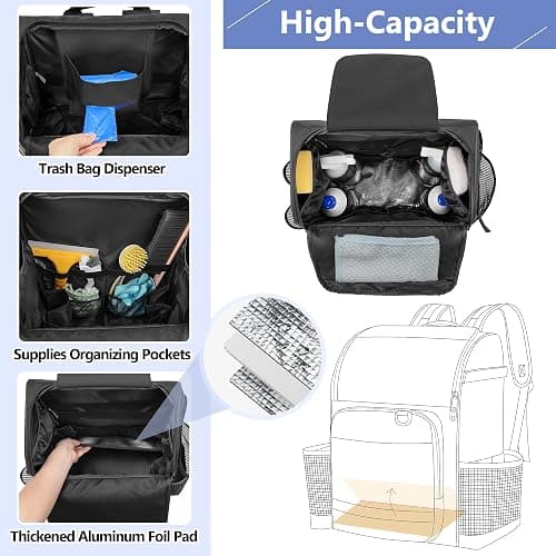 LoDrid Cleaning Backpack with Thickened Adjustable Shoulder Straps, Black | Large Cleaning Caddy Organizer with Multiple Pockets for Cleaning and Housework, Patent Designed thumbnail 5