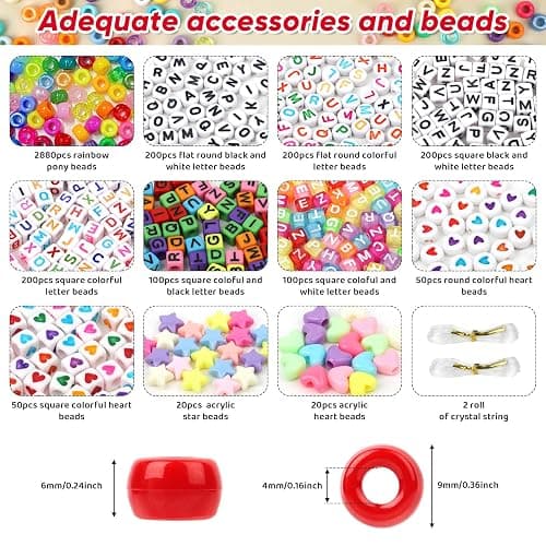 Acerich 4022 Pcs Pony Beads for Friendship Bracelet Making Kit, 96 Colors 5 Boxes Friendship Bracelet Beads 6x9mm Rainbow Kandi Beads with 1000 Pcs Letter Beads for Jewelry Making thumbnail 4