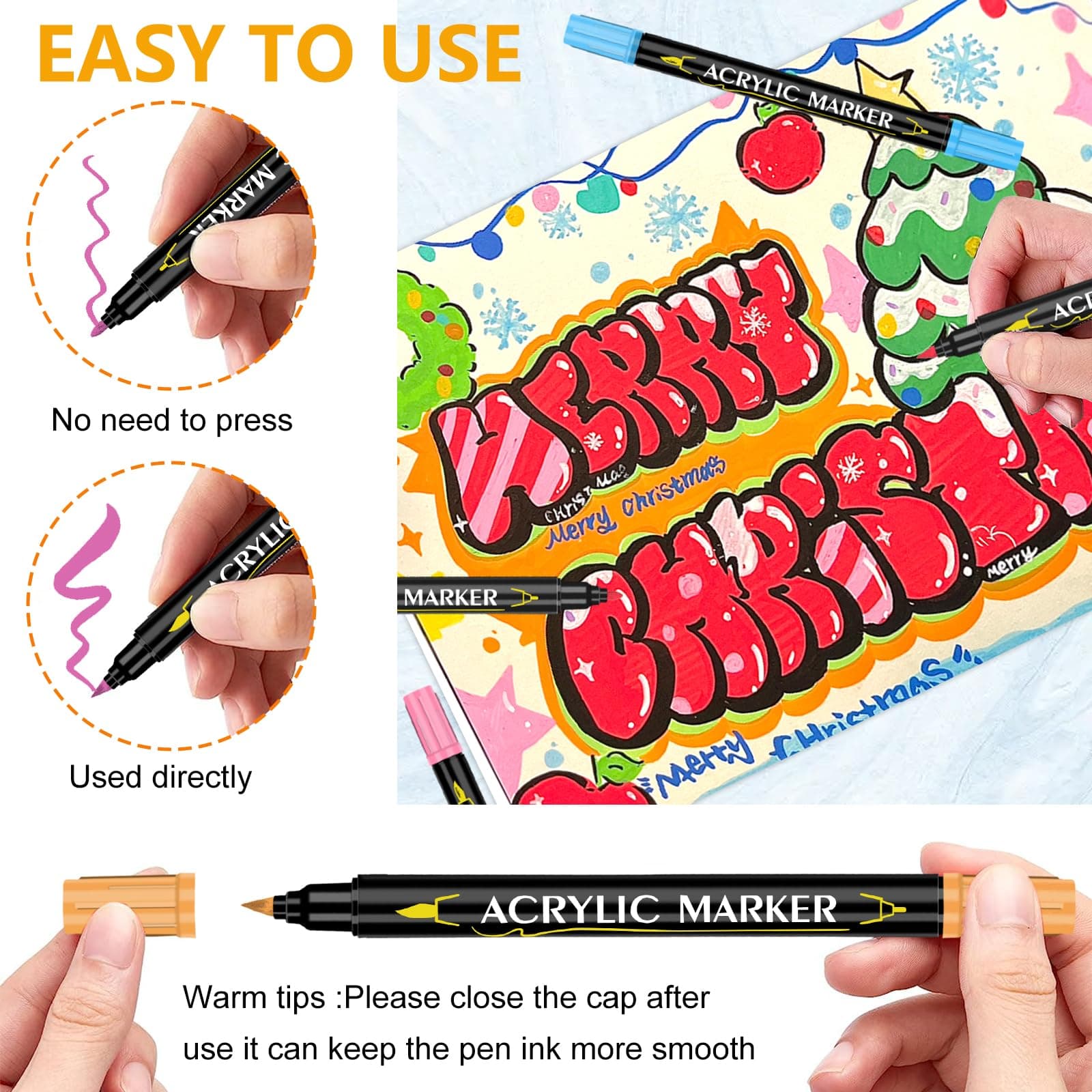 42 Colores de Marcadores Acrílicos Set de Doble Punta, Vibrantes, Ideal para Pintura y Manualidades, Incluye Caja de Cartón (42) thumbnail 8