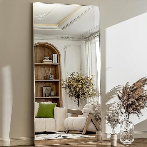 GLSLAND 71"x31" Full Length Mirror Extra Large Hanging or Leaning Rectangle Mirror Aluminum Alloy Thin Frame Bedroom Floor Dressing,Silver thumbnail 8