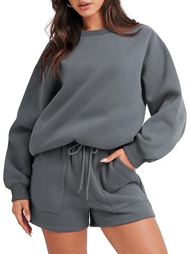 ANRABESS Women 2 Piece Outfits Sweat Shorts Sets 2025 Oversized Casual Lounge Matching Set Sweatsuit Tracksuit Fall Clothes - Image 1