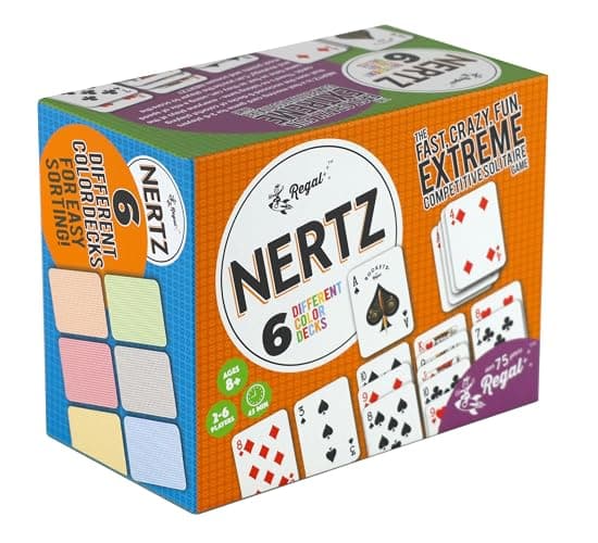 Regal Games Nertz Card Game for Kids & Adults - Decks of Cards 6 Pack - 6 Color Wide-Size Decks & Fun Playing Cards - Deck of Playing Cards for Poker, Solitaire, Blackjack & More thumbnail 8