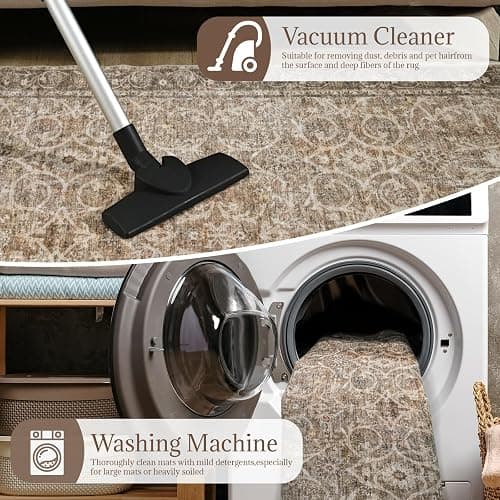 NoiFamo Washable Rugs for Living Room: 8x10 Area Rugs for Bedroom Ultra Soft Non-Slip Stain Resistant Vintage Boho Large Carpet for High-Traffic Dining Room - Farmhouse Decor thumbnail 9