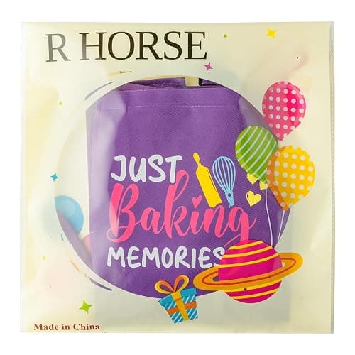 R HORSE 2Pcs Kid Apron And Chef Hat Set, Adjustable Children Purple Kitchen Apron, Dress up Role Play Chef Toy, Cooking Baking Painting Kit Kid Funny Cooking Gift Birthday New Year Christmas Gift thumbnail 7