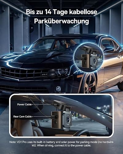 Baseus VD1 Pro Dashcam Auto Vorne Hinten 4K+1080P, Solar-Dashcam mit 14-Tägiger Batterie-Standby-Parkmodus, Dash Camera Auto mit Akku, STARVIS Nachtsicht, 5GHz WLAN, GPS, 32GB Karte thumbnail 10