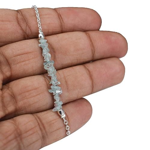 Gempires Natural Chips Bar Bracelet, Energy Healing Crystals, Birthday, Gift for Her, Gemstone Jewelry 8 inch AA+ Quality thumbnail 3