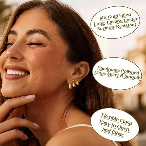 MILACOLATO 3Pairs 925 Sterling Silver Earrings for Women, 14K Gold Plated Small Huggie Hoop Earrings Sets for Multiple Piercing Hypoallergenic, CZ Cartilage Earrings Stacks Trendy Earrings Jewelry Gifts thumbnail 2