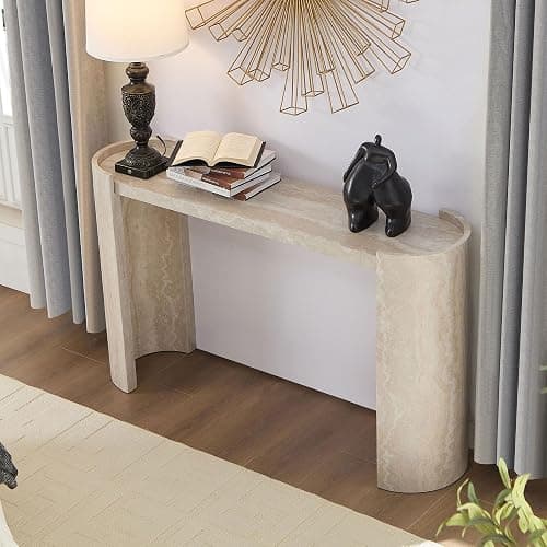 KEVINSPACE 53.15" Console Table SofaTable Narrow EntrywayTable, Wood EntryTable Mid-Century HallwayTable MDF Modern Accent Furniture Behind CouchTable for Living Room, Bedroom - 53.15" Marble thumbnail 5