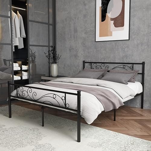 Weehom Metal Bed Frame with Headboard and Footboard Mattress Foundation No Box Spring Needed Full Platform Bed, Black thumbnail 4