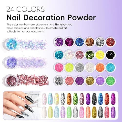 PEACECOLOR 224PC Acrylic Nail Kit with Dirll, 11 Colors Red White Pink Acrylic Powder Set with Gel Polish Nails Kit for Beginners with Everything Home DIY Salon Manicure Tools for Women thumbnail 5