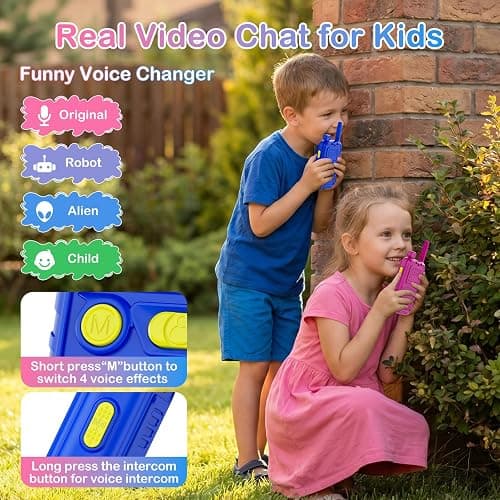 Video Walkie Talkies for Kids 3-8, Rechargeable Walkie Talkies with 180°Rotating Camera & 4 Voice Changer, 2-Way Video & Voice Chat Toy, 600FT Long Range, Birthday Gifts for Boy Girl thumbnail 3