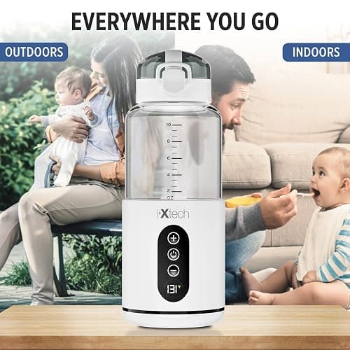 IXTECH Portable Water Warmer for Baby Formula, Milk Warmer for Travel, 10 oz., Electric Warming with Adjustable Temperature Control, Leak-Resistant Spout, Rechargeable and Wireless - 0.3 Quarts thumbnail 6