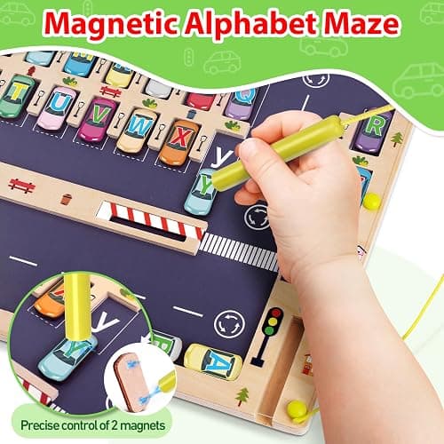 Scuwtocn Wooden Magnetic Alphabet Maze Letter Puzzle, Montessori Fine Motor Skills Toys for Boys Girls 3 4 5 Years Old, ABC Learning Toys for Kids Age 3+, Christmas, Birthday Present thumbnail 5