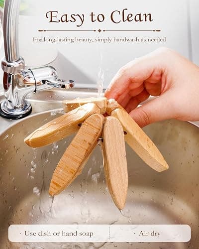 Wooden Tree Trivets for Hot Dishes, 3 Wooden Trivet + 1 Stand Natural Wooden Coaster for Hot Dishes, Pot, Bowl, Teapot, Hot Pot Holders, 3 Foldable Christmas Tree-Shaped Trivets thumbnail 6