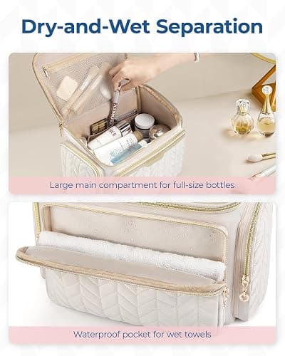 BAGSMART Travel Toiletry Bag, Large Wide-open Travel Bag for Toiletries, Makeup Cosmetic Travel Bag with Handle-Black thumbnail 3