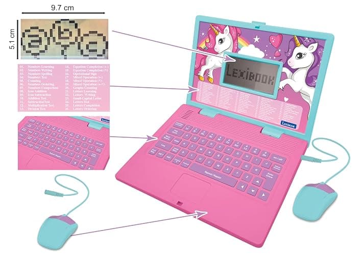 Lexibook, Unicorn Educational Laptop for Kids, JC598UNIi2 | English/Spanish, 124 activities, Learning games and music thumbnail 4