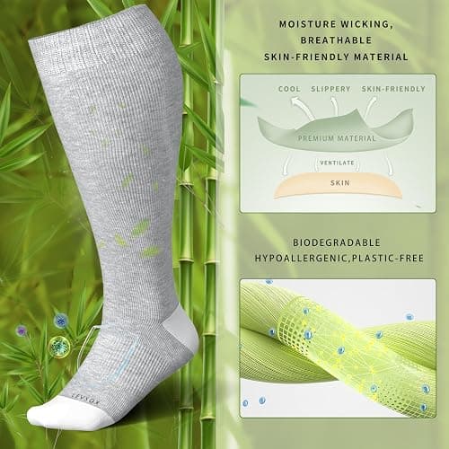 LEVSOX Wide Calf Compression Socks for Women&Men Plus Size 15-20mmHg Knee High Large Support Stockings for Circulation thumbnail 2