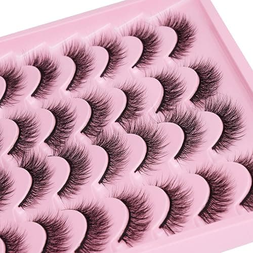 Lashes Natural Look Wispy Fasle Eyelashes 12mm Short Faux Mink Eyelashes Cat Eye Natural Strip Lashes Pack by Zegaine 16 Pairs thumbnail 6
