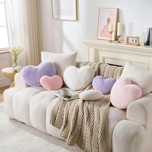 2PCS Heart Throw Pillows Room Decor Home Decor Bedroom Decor,White 9"*13" | Decorative Pillows Living Room Decor Office Decor Outdoor Couch Pillows Bed Cute Throw Pillows for Couch Car Valentine Gifts thumbnail 6