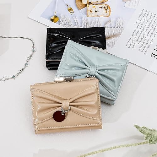 Denovin Wallet Women, Bow Pink Trifold Wallets, Small Cute Coin Purse for Woman, Coquette Credit Card Holder and Cash Bag for Ladies, Pink thumbnail 8