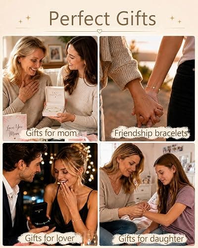 SOLEVAN Clover Birthstone Gold Bracelets for Women Trendy Non Tarnish | Dainty 14K Gold Plated Stackable Cute Charm Friendship Bracelet Stack Wedding Prom Gold Jewelry Birthday Gift for Best Friend thumbnail 6