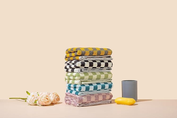 Madi-Cadi Hand Towels 5 Pack - Cotton Face Towels Soft, Absorbent, and Decorative Checkered Design for Bathroom, Kitchen, Gym, and Spa - 13 x 29 Inches for Any Occasion thumbnail 5