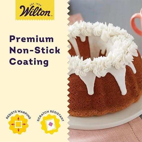 Wilton Gold Non-Stick 9.49 in Fluted Tube Cake Pan, Cold-Rolled Steel Bakeware, Made without PFAS, Packaging May Vary thumbnail 5