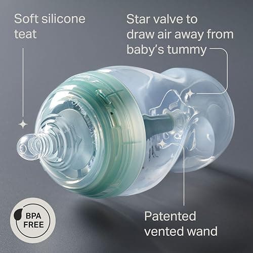 Tommee Tippee Advanced Anti-Colic Baby Bottles for 0m+, Pack of 6 260ml Baby Bottles, with Slow Flow Breast-Like Teat for a Natural Latch, Self-Sterilising and BPA Free, Baby Feeding Essentials thumbnail 5
