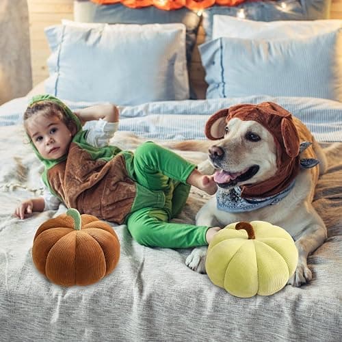 LTGB Pumpkin Throw Pillow, Halloween Stuffed Pumpkin Fluffy Plush Toys Soft Pumpkin Throw Pillow Gifts for Home Decoration Party Favors(Pink - 18 cm) thumbnail 5
