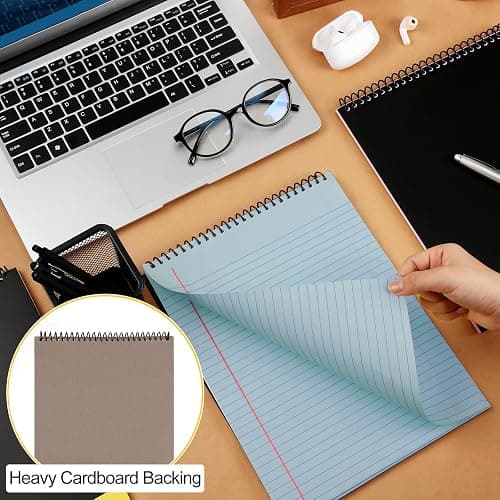 Resurhang 6 Pcs Top Spiral Notebooks,8.5 x 11 Inches,No Holes,3 Colors | 70 Sheets, Double Sided College Ruled Paper, Memo Steno Pad with Stiff Cover, Multicolored for School, Home, Office thumbnail 4