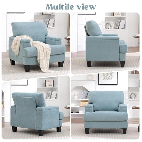 choairy Accent Chair with Storage Armrest, Modern Upholstered Reading Living Room Chairs, Comfy Large Armchair, Fabric Single Sofa Chair for Bedroom (Green) thumbnail 8