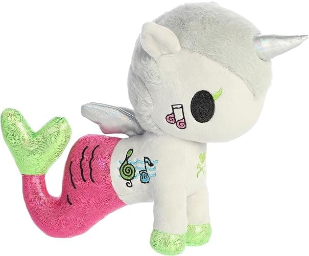 Aurora Enchanting ©Tokidoki Mermicorno Deejay Stuffed Animal - Bright & Colorful Design - Showpiece Plush - White 9.5 Inches thumbnail 3