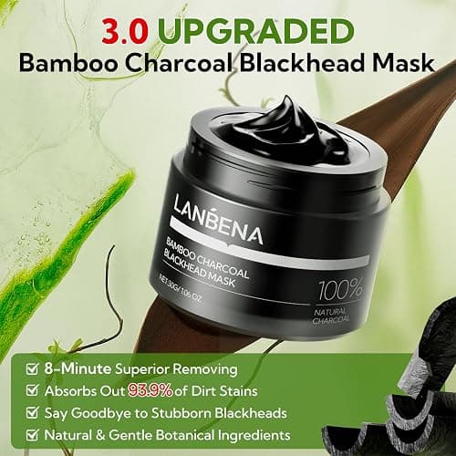 LANBENA Upgraded 2.0 Bamboo Charcoal Blackhead Remover Mask, 60 pcs Nose Strips, Peel off Face Mask Pore Whiteheads Cleanser Strawberry Nose Purifying, Deep Cleansing for All Skin Types, 30g/1.05oz thumbnail 4
