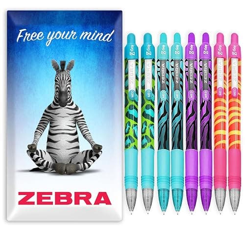 Zebra Z-Grip Smooth Ballpoint Pen - 1.0mm Nib - Stripe Pack - Animal Print + Funky Flames - In Envelope Gift Packaging (Pack of 8) - Image 1