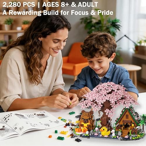 Capybara Cherry Blossom Bonsai Tree House Building Sets for Adults & Kids - 2280PCS Micro Mini Blocks, Artificial Flower for Desk, Office, Home Decor, DIY Arts & Crafts Kits, Ages 8+ Girls & Boys Gift thumbnail 2