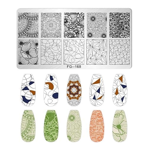 AddFavor Nail Stamper Kit 7pcs Nail Stamping Plates Geometric Mandala Flower Nail Stencils with 2 Stamp and 2 Scraper for Home Salon Manicure Design Supplies Tools thumbnail 4
