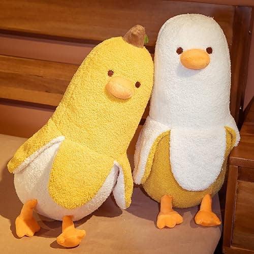 PEACH CAT Banana Duck Plush Toy Cute Plushie Hugging Plush Pillow Duck Stuffed Animal for Girls and Boys White 35.4" thumbnail 5