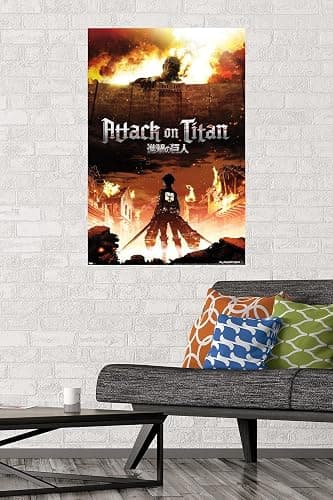 Trends International Attack on Titan - Fire Wall Poster, 22.375" x 34", Unframed Version thumbnail 2