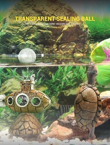 Floating Fish Tank Decoration, Little Cute Retro Submarine Aquarium Decoration with Two Float Balls, Resinous Fish Tank Accessorie, Safe Fish Toy for Betta Cichlid Goldfish Shrimps Hermit Crabs thumbnail 6