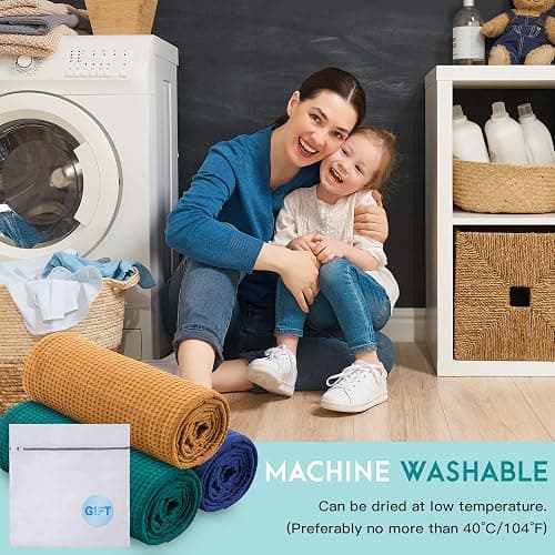 AmyHomie Cooling Blanket King Size, 100% Rayon Derived from Bamboo, Cool Summer Blanket for Hot Sleepers Soft Comfy Waffle Lightweight Blankets for All Seasons(Teal, 108×90in) thumbnail 7